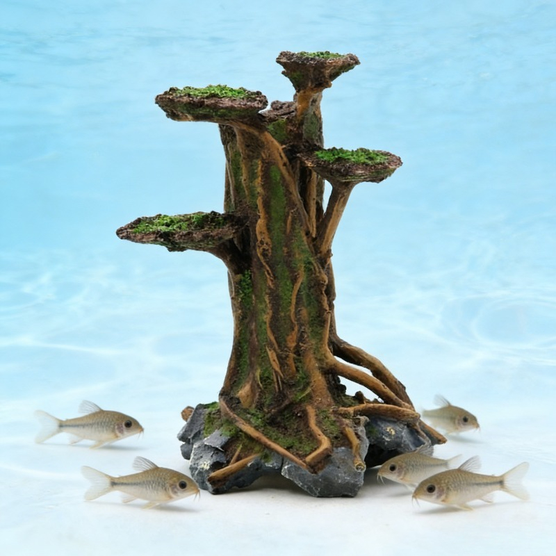 Aquarium Plant Roots - Sztuczne drzewko z mchem, dekoracja akwarium