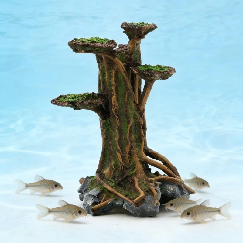 Sztuczne drzewko z mchem, deko – Aquarium Plant Roots recenzja i cena