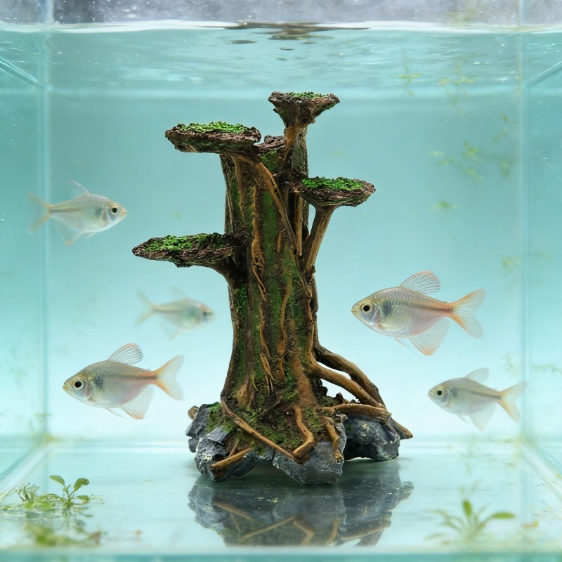 Sztuczne drzewko z mchem, deko – Aquarium Plant Roots recenzja i cena