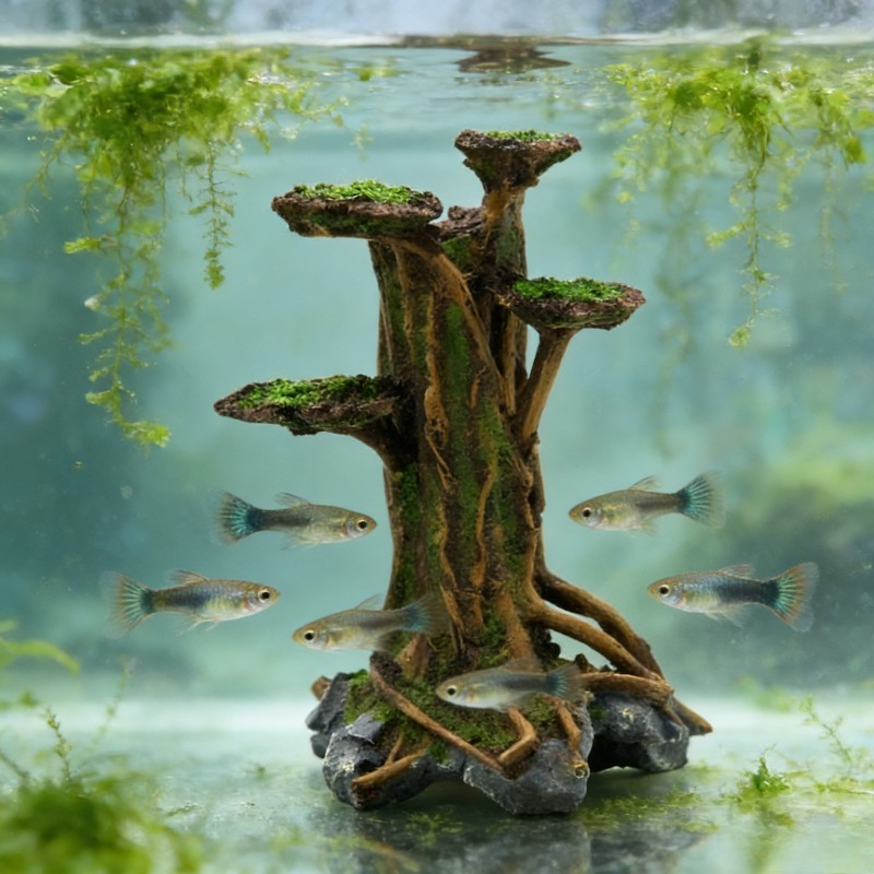 Sztuczne drzewko z mchem, deko – Aquarium Plant Roots recenzja i cena